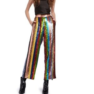 Alice+Olivia Striped Meera Sequin Pants 
No size Measurements listed Fully lined